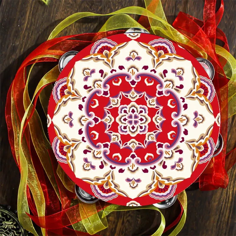 Tambourine With Ribbons 22 Different Patterns And Colors 6 Inch Hand Drum Percussion Bells Festival Fun Musical Instrument Travel Size Fits In Your Purse