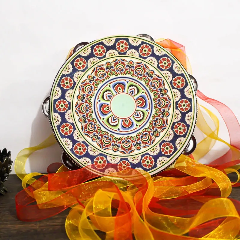 Tambourine With Ribbons 22 Different Patterns And Colors 6 Inch Hand Drum Percussion Bells Festival Fun Musical Instrument Travel Size Fits In Your Purse