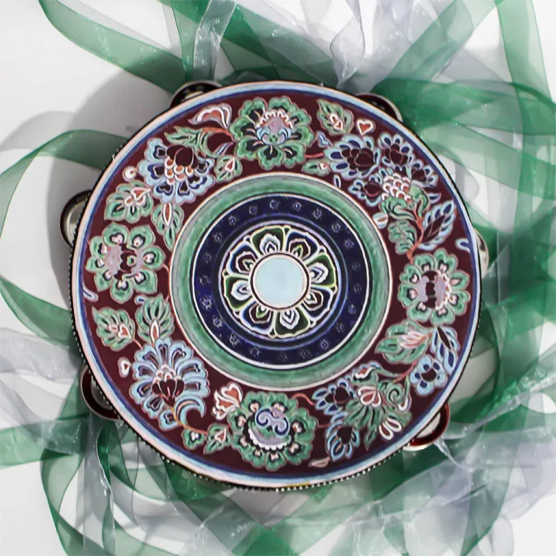 Tambourine With Ribbons 22 Different Patterns And Colors 6 Inch Hand Drum Percussion Bells Festival Fun Musical Instrument Travel Size Fits In Your Purse
