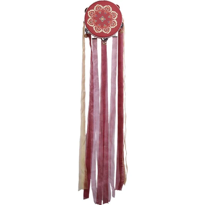 Tambourine With Ribbons Burgundy Gold 2 Different Styles You Choose 7 Inch Hand Drum Percussion Bells Festival Fun Musical Instrument Travel Size Fits In Your Purse