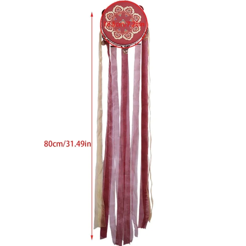 Tambourine With Ribbons Burgundy Gold 2 Different Styles You Choose 7 Inch Hand Drum Percussion Bells Festival Fun Musical Instrument Travel Size Fits In Your Purse
