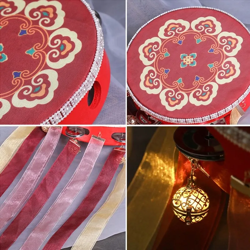Tambourine With Ribbons Burgundy Gold 2 Different Styles You Choose 7 Inch Hand Drum Percussion Bells Festival Fun Musical Instrument Travel Size Fits In Your Purse
