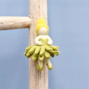 Tara Treasures Felt Waldorf Pocket Doll - Olive Green Dress Pretend & Imaginative Play Toys 3yrs 