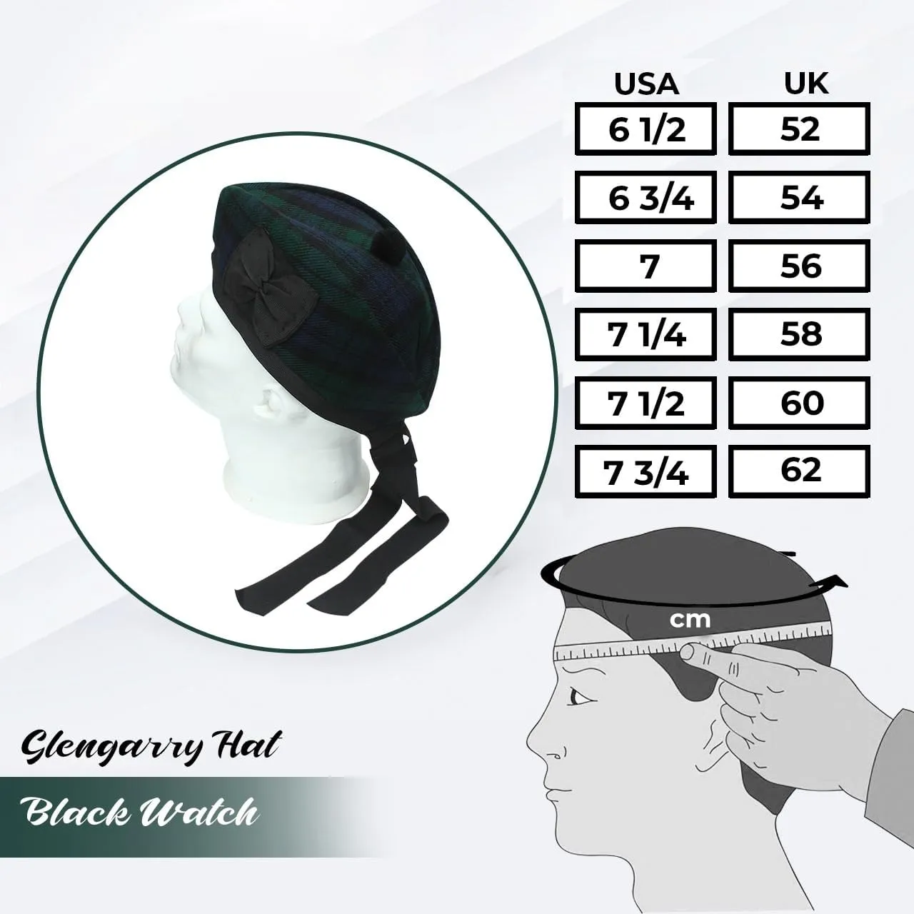 Tartan,Kilts/Bagpipes Accessories,Polyester Cotton nutrition Ribbon Glengarry Cap-Traditional Scottish Hat,100% Wool, Acrylic Wool 