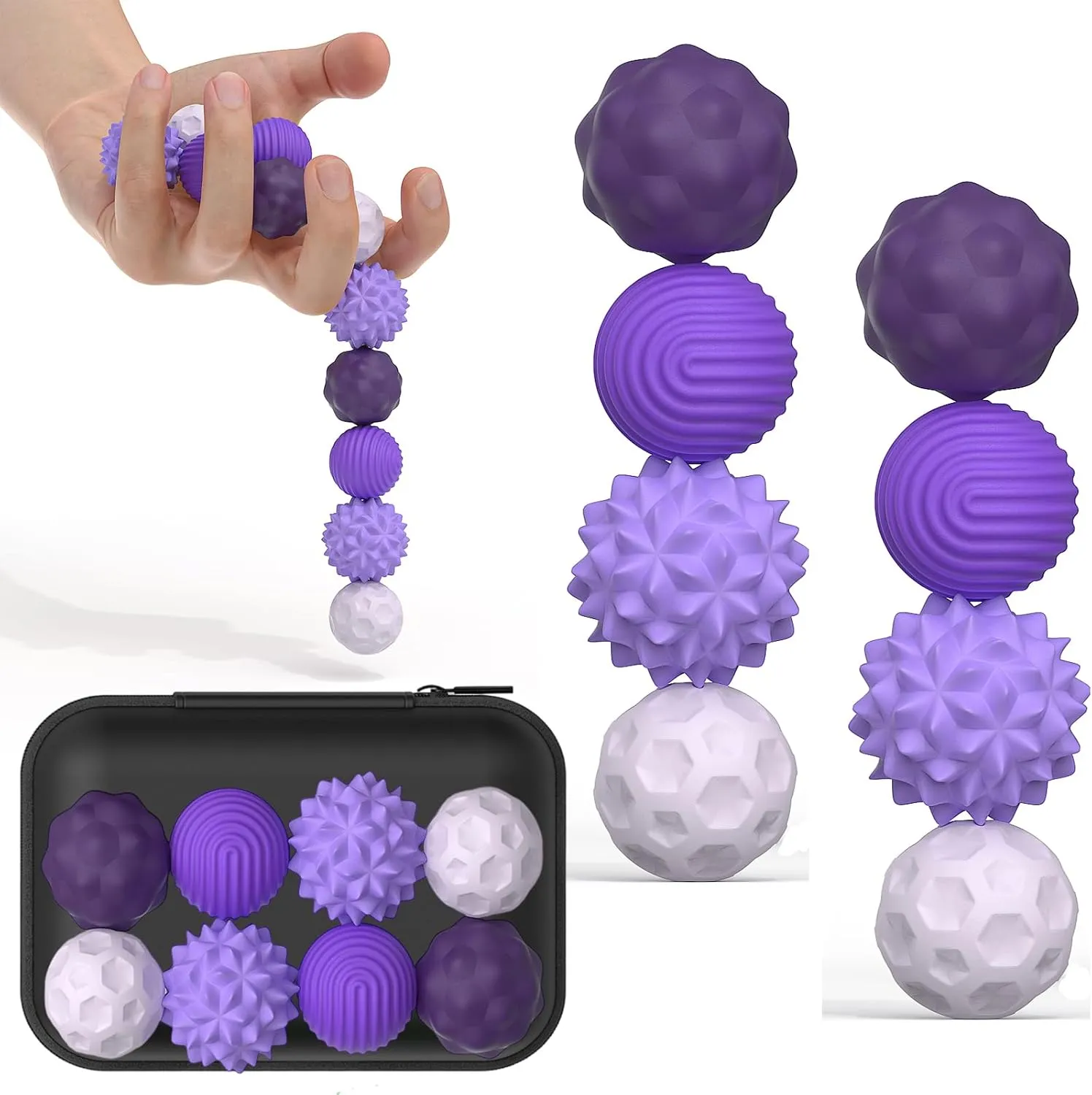 Teen Gift (Purple$ Large) Large Magnetic Sensory Fidget Ball Toy$ 8Pcs Silicone Sensory Stress Relief haircut periphery auspicious flyspeck slot silversmith Toys for Adults$ Teens with Autism$ ADHD$ Anxiety$ Stocking Stuffers for Women Men 