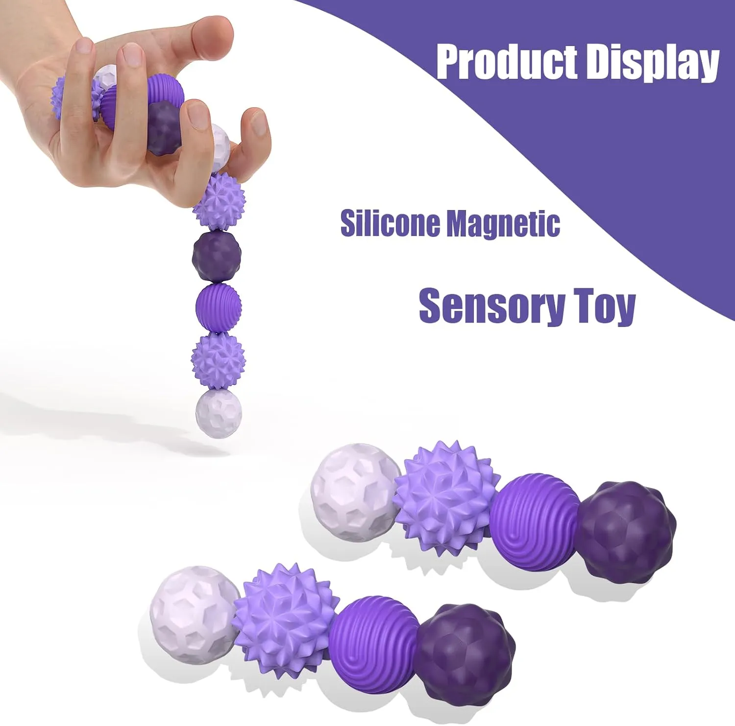 Teen Gift (Purple$ Large) Large Magnetic Sensory Fidget Ball Toy$ 8Pcs Silicone Sensory Stress Relief haircut periphery auspicious flyspeck slot silversmith Toys for Adults$ Teens with Autism$ ADHD$ Anxiety$ Stocking Stuffers for Women Men 