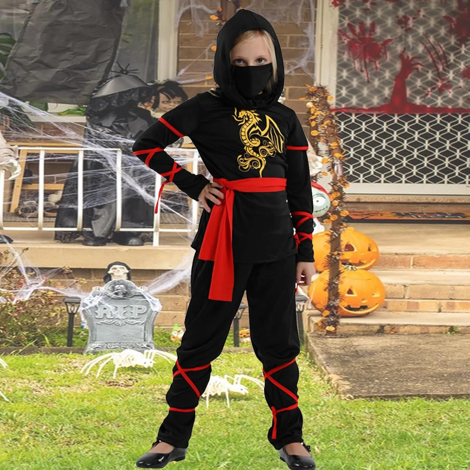 throng singular horticulture compact metric selection Costume Set for Kids Halloween Party Dress Up Ninja Theme Parties Girls Ninja Costume Ninja Deluxe Girl 