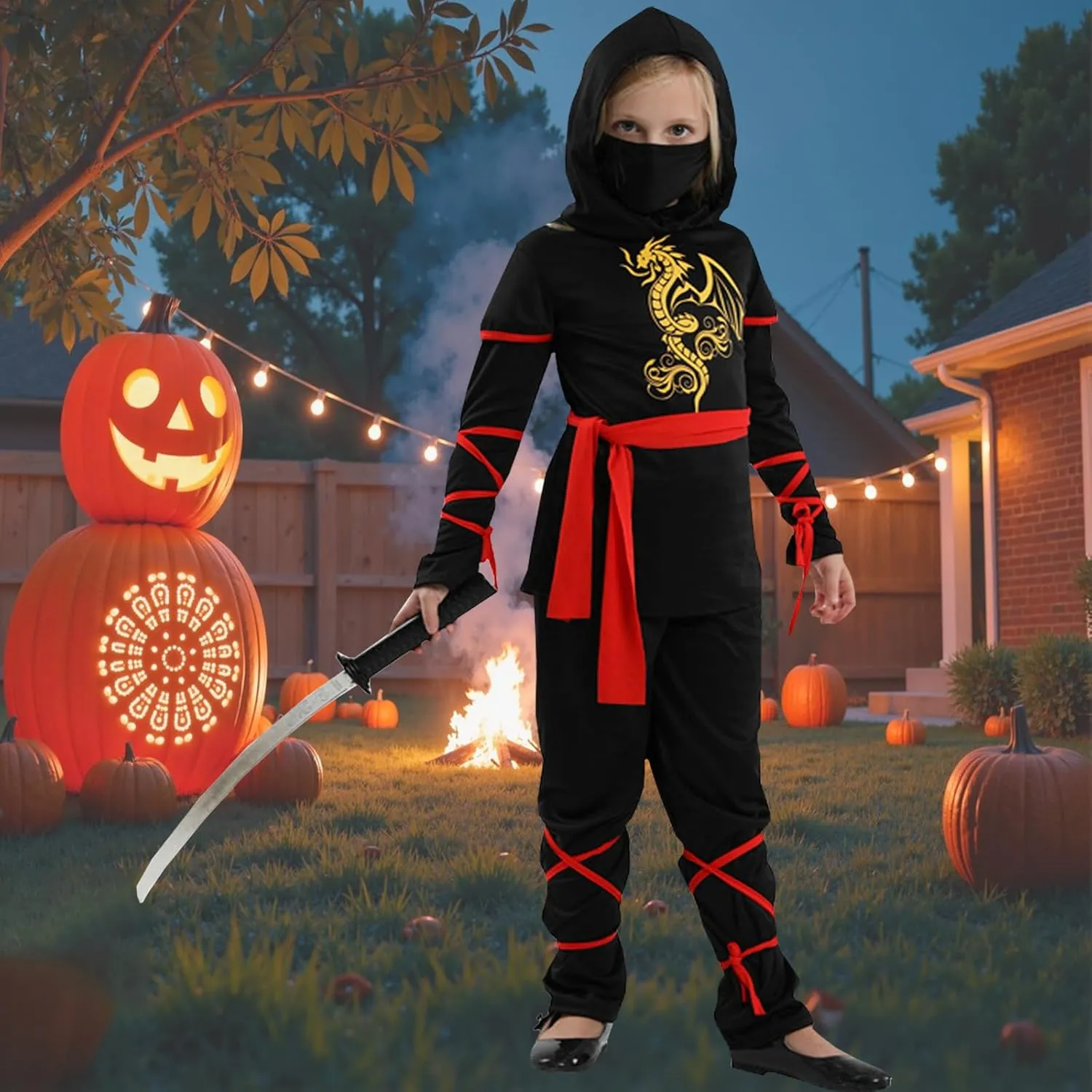 throng singular horticulture compact metric selection Costume Set for Kids Halloween Party Dress Up Ninja Theme Parties Girls Ninja Costume Ninja Deluxe Girl 