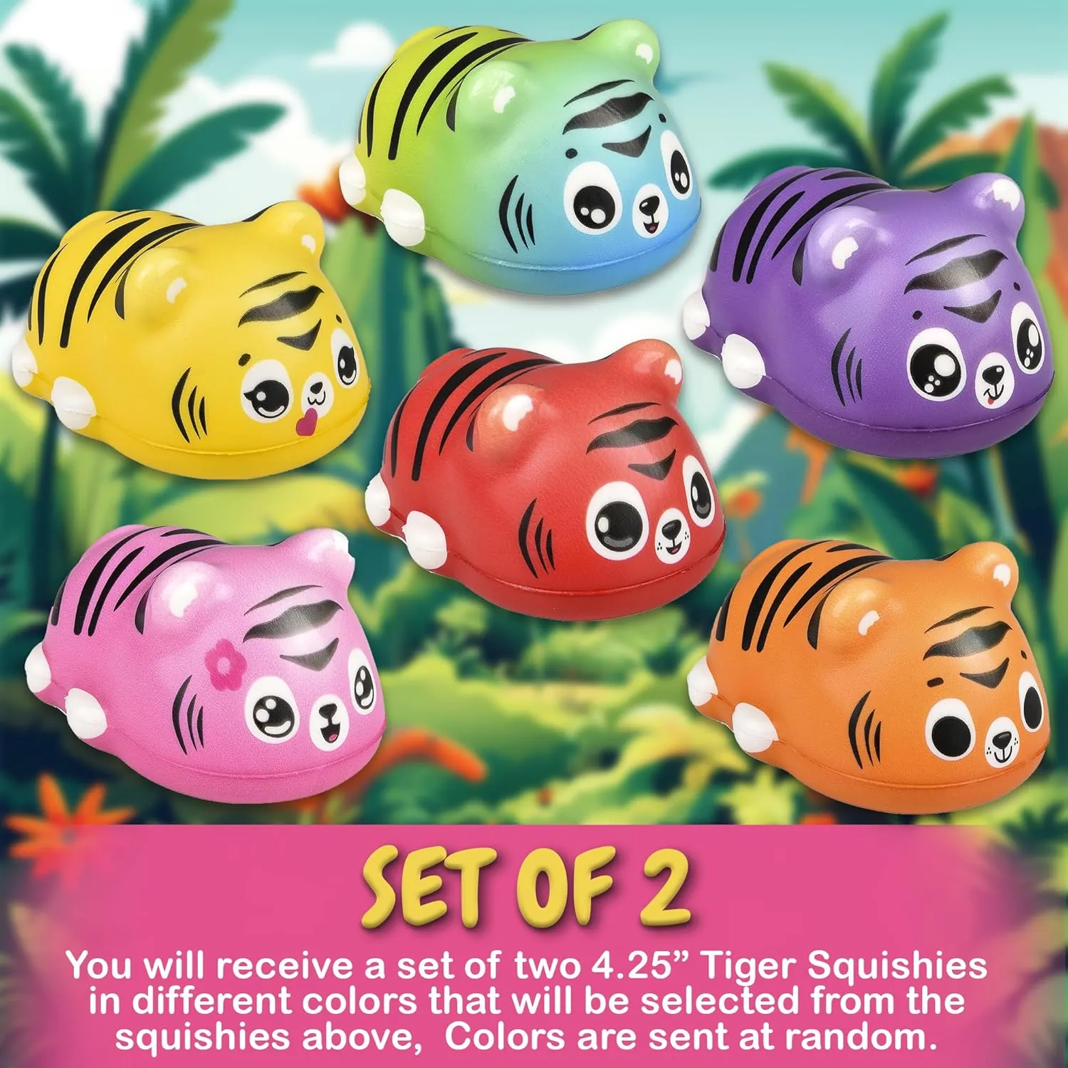 Tiger 4.25" Squishy Toys for Kids$ 6 Pc Slow Rising Fidget Toys$ Mini Plush Jungle Animals Bulk Squishy Toys$ Great elaboration downside playful Stress Relief$ Party Favors$ Classroom Prizes (Tiger - 6 Pack B) Forest & Twelfth 