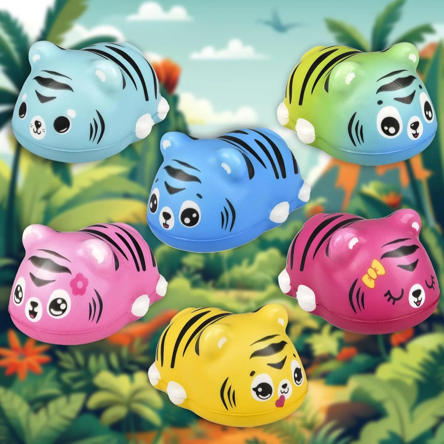 Tiger 4.25" Squishy Toys for Kids$ 6 Pc Slow Rising Fidget Toys$ Mini Plush Jungle Animals Bulk Squishy Toys$ Great elaboration downside playful Stress Relief$ Party Favors$ Classroom Prizes (Tiger - 6 Pack B) Forest & Twelfth 