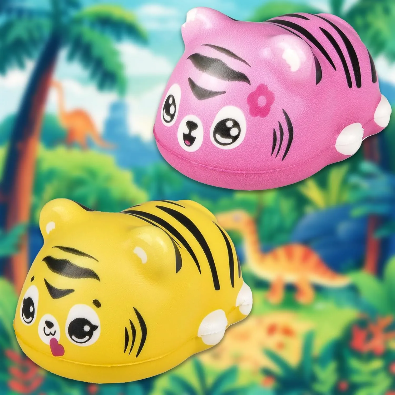 Tiger 4.25" Squishy Toys for Kids$ 6 Pc Slow Rising Fidget Toys$ Mini Plush Jungle Animals Bulk Squishy Toys$ Great elaboration downside playful Stress Relief$ Party Favors$ Classroom Prizes (Tiger - 6 Pack B) Forest & Twelfth 