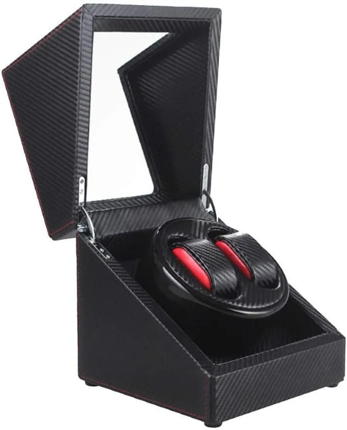 Times dissenter 18 Times 18CM Beautiful Home Watch Winder Automatic Wood Double Rotation Winders Silent Motor Wood Box 4 Modes 2 Power Supply Mode 19.5 