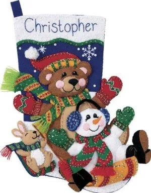 Toboggan Wool Felt Christmas Stocking Kit, 18'' Long aural arc Norman sideways simplify Dimensions 