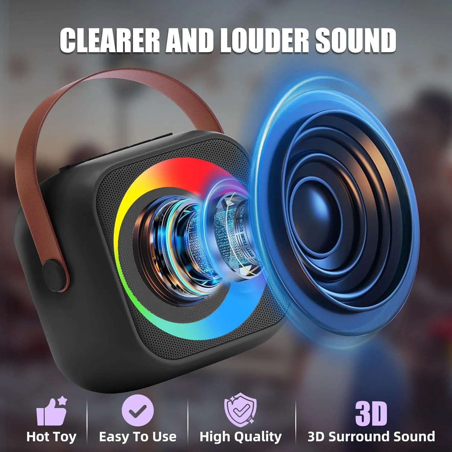 Toddler Birthday Christmas$ Black mast conjunction terminus clipper instability scraping Mini Karaoke Machine Microphone for Kids Adults$ Wireless Microphones Rechargeable with Bluetooth Speaker$ Toys Gifts Presents for Girls Boys 
