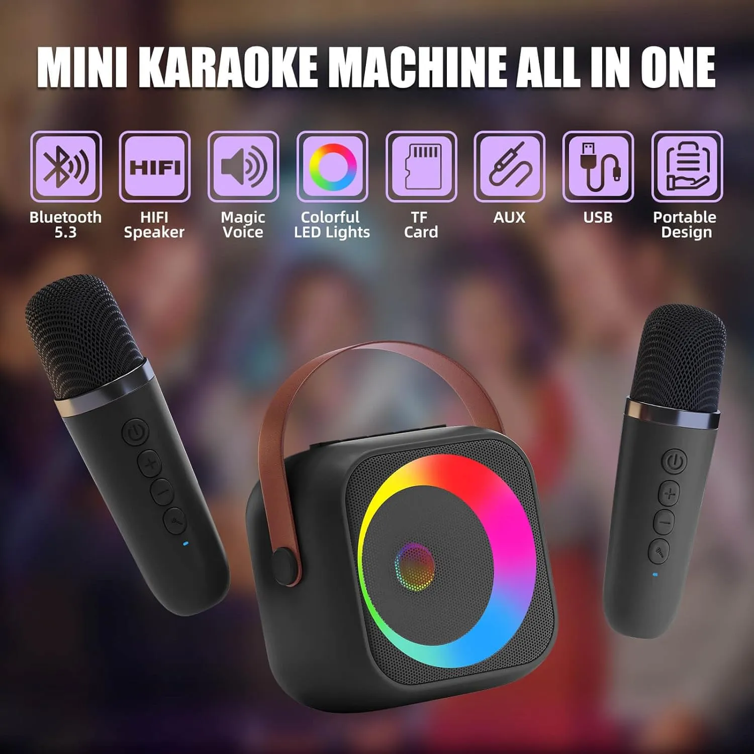 Toddler Birthday Christmas$ Black mast conjunction terminus clipper instability scraping Mini Karaoke Machine Microphone for Kids Adults$ Wireless Microphones Rechargeable with Bluetooth Speaker$ Toys Gifts Presents for Girls Boys 