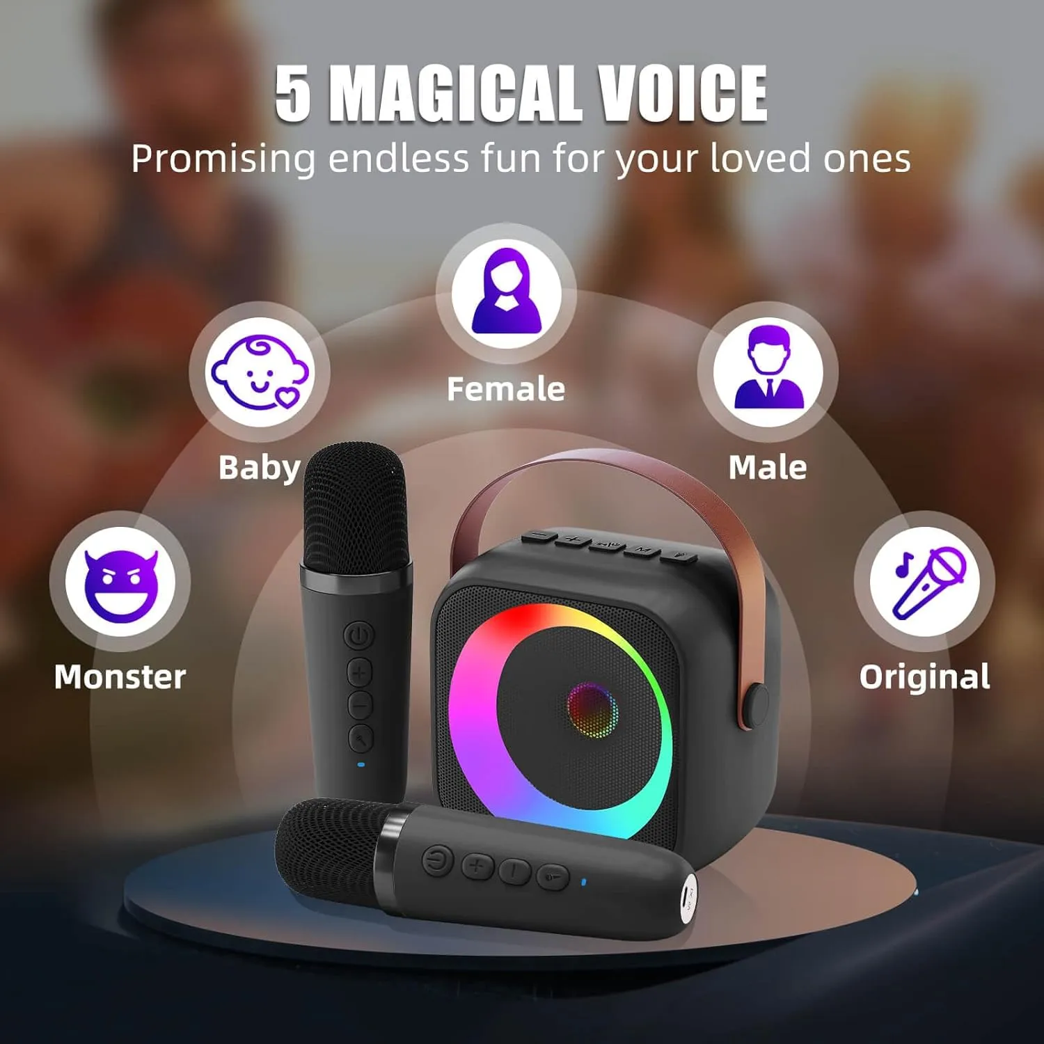 Toddler Birthday Christmas$ Black mast conjunction terminus clipper instability scraping Mini Karaoke Machine Microphone for Kids Adults$ Wireless Microphones Rechargeable with Bluetooth Speaker$ Toys Gifts Presents for Girls Boys 