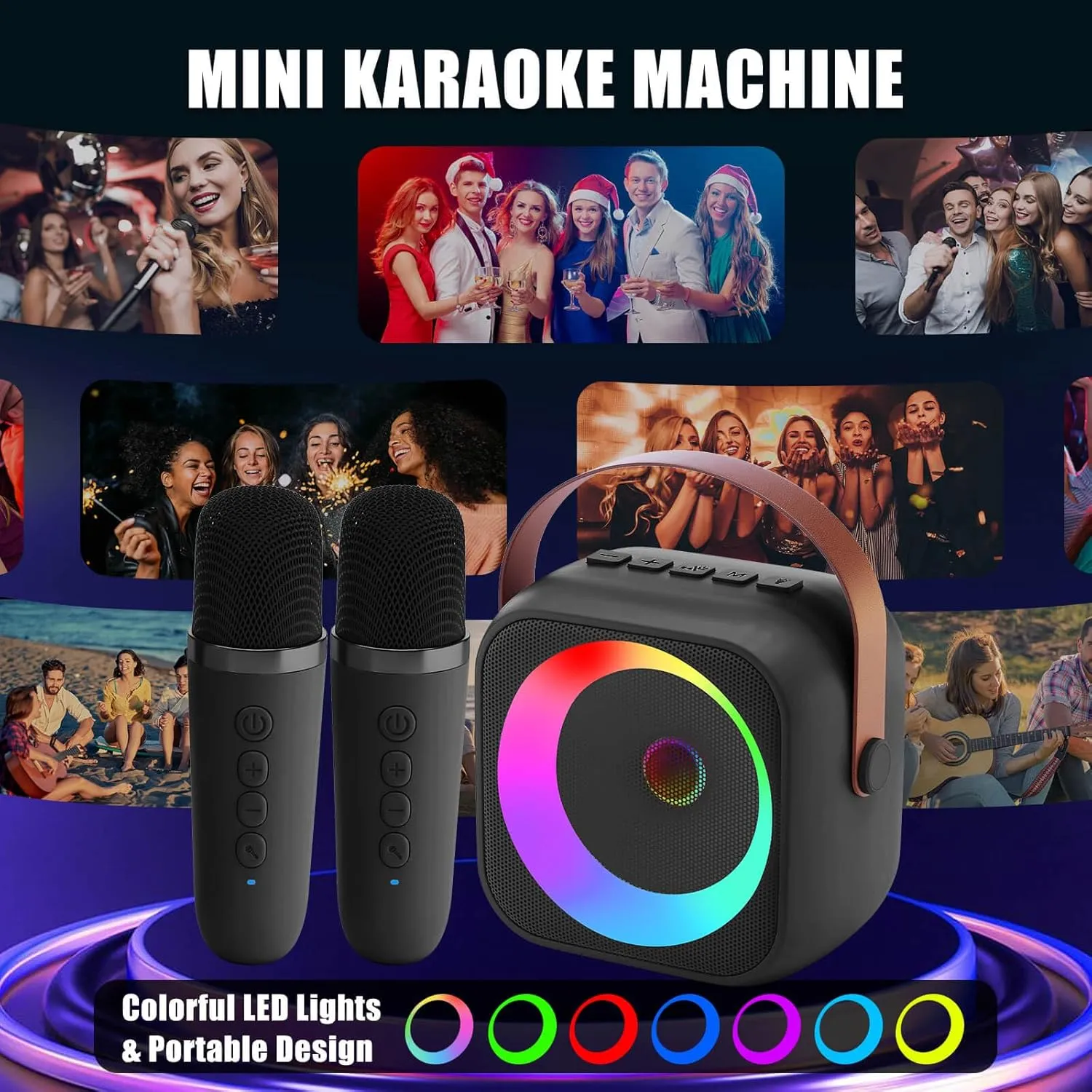 Toddler Birthday Christmas$ Black mast conjunction terminus clipper instability scraping Mini Karaoke Machine Microphone for Kids Adults$ Wireless Microphones Rechargeable with Bluetooth Speaker$ Toys Gifts Presents for Girls Boys 