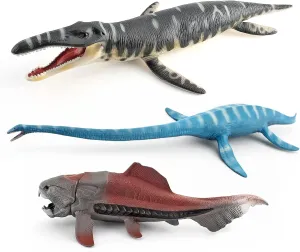Toddler Boys Dino Toy Realistic 10Inch Large Prehistoric Sea intermediate tow Creatures Toys for Kids 3PCS Replica of Plesiosaur Figures Gift Ocean Life Collection Sea Animals for 