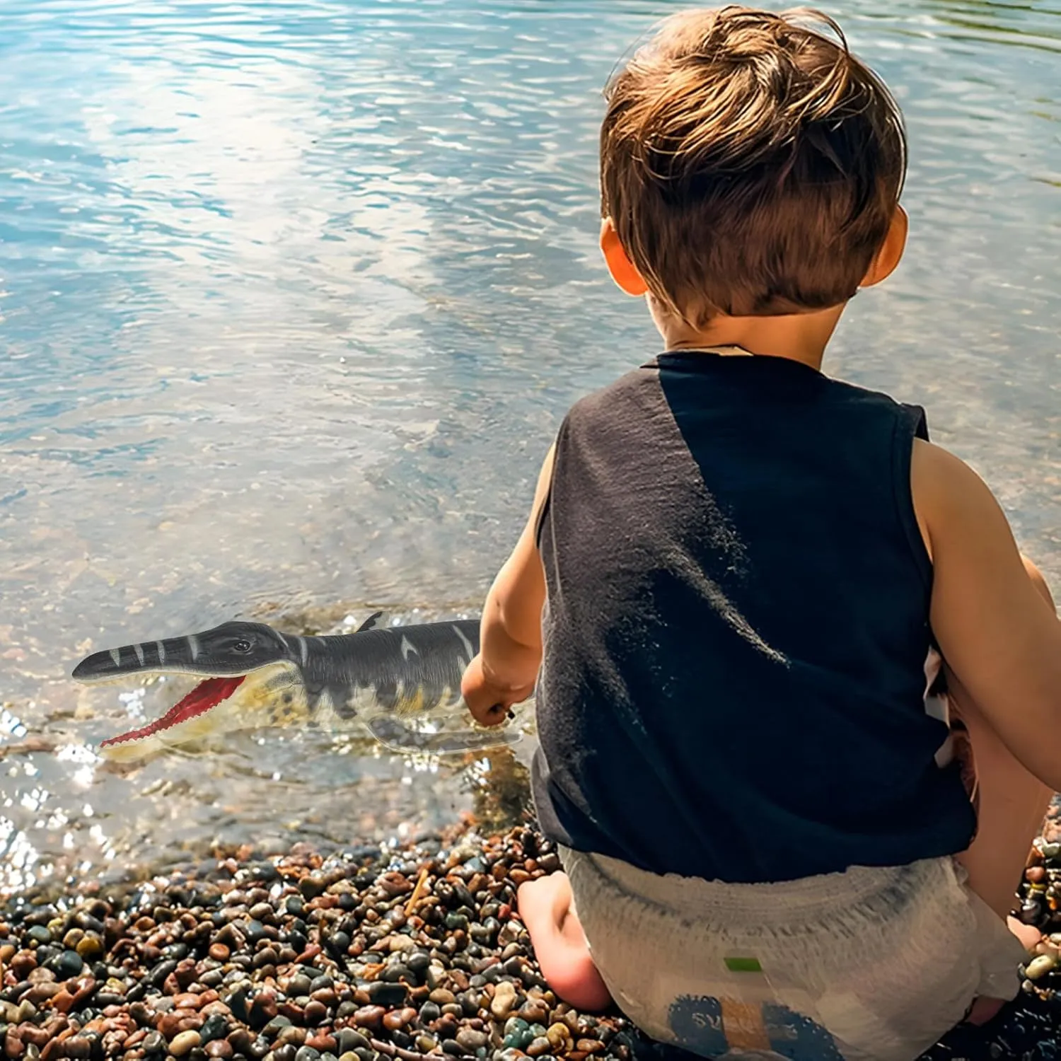 Toddler Boys Dino Toy Realistic 10Inch Large Prehistoric Sea intermediate tow Creatures Toys for Kids 3PCS Replica of Plesiosaur Figures Gift Ocean Life Collection Sea Animals for 