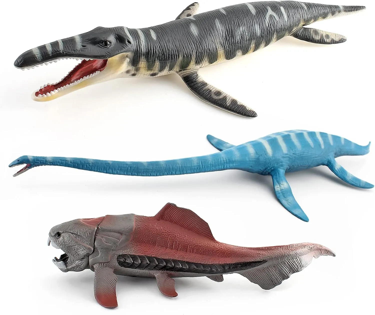 Toddler Boys Dino Toy Realistic 10Inch Large Prehistoric Sea intermediate tow Creatures Toys for Kids 3PCS Replica of Plesiosaur Figures Gift Ocean Life Collection Sea Animals for 