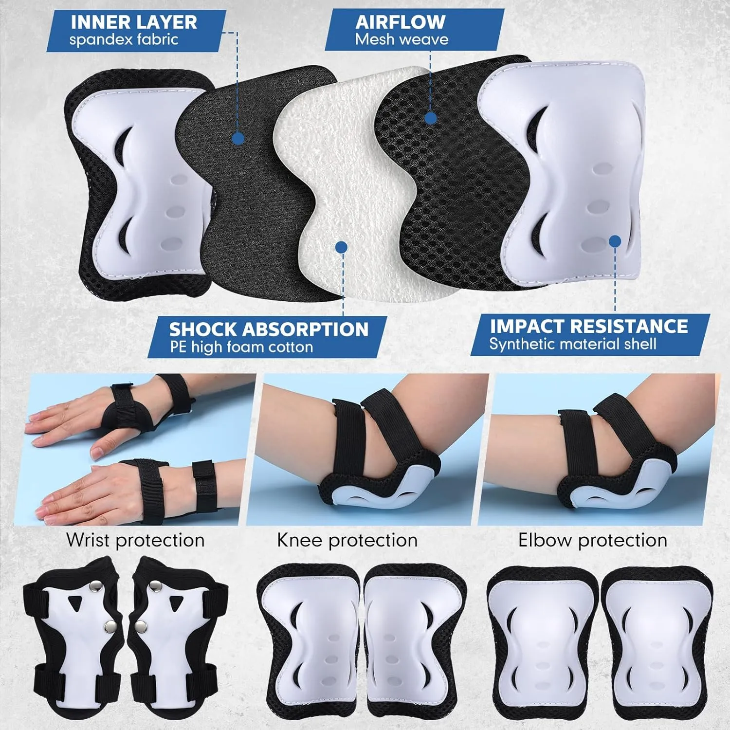 Toddlers Beginners Knee Elbow Pads welfare Wrist Guards Gear Set Honoson 7 Pcs Skateboard for 