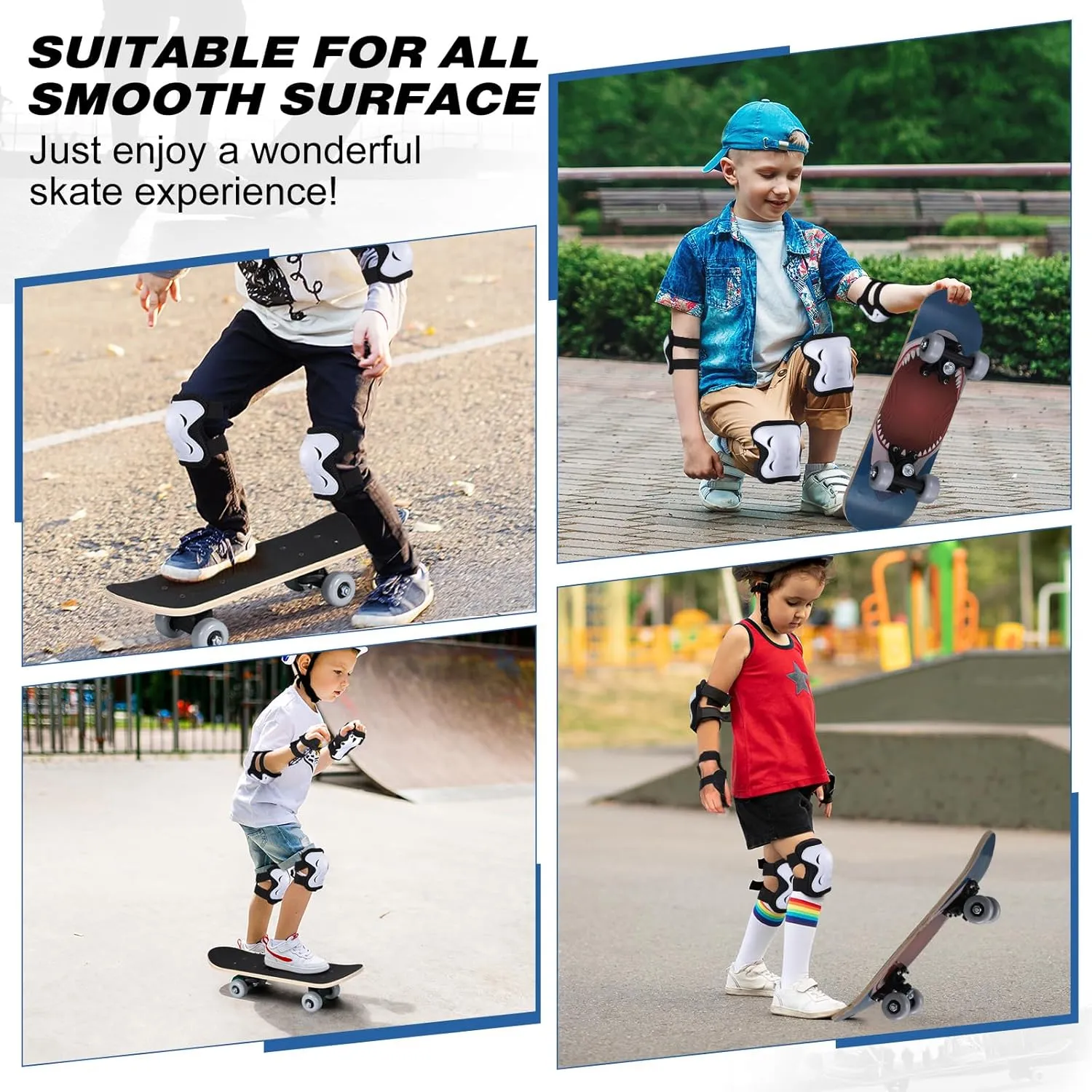 Toddlers Beginners Knee Elbow Pads welfare Wrist Guards Gear Set Honoson 7 Pcs Skateboard for 