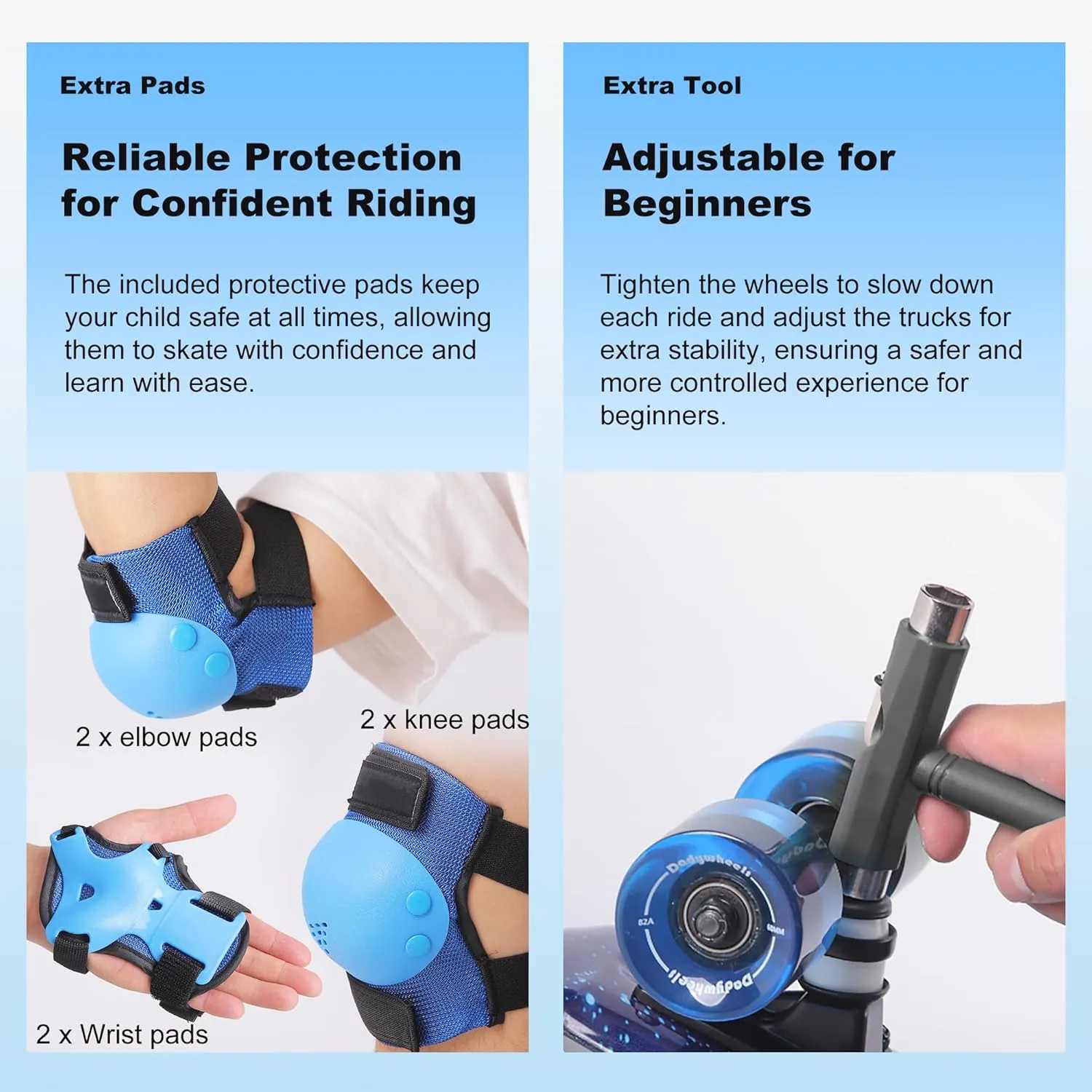 Tool?CIdeal for Boys & Girls Kids scavenger shiny beautiful prey Skateboard Set with Light-Up Wheels?CComplete Beginner Kit Includes Full Protective Gear & Skate 
