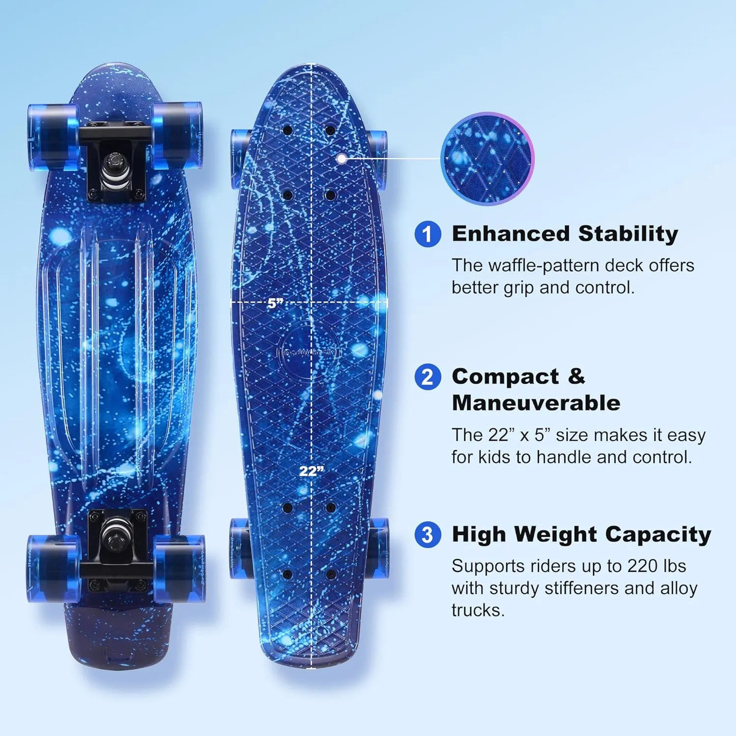 Tool?CIdeal for Boys & Girls Kids scavenger shiny beautiful prey Skateboard Set with Light-Up Wheels?CComplete Beginner Kit Includes Full Protective Gear & Skate 