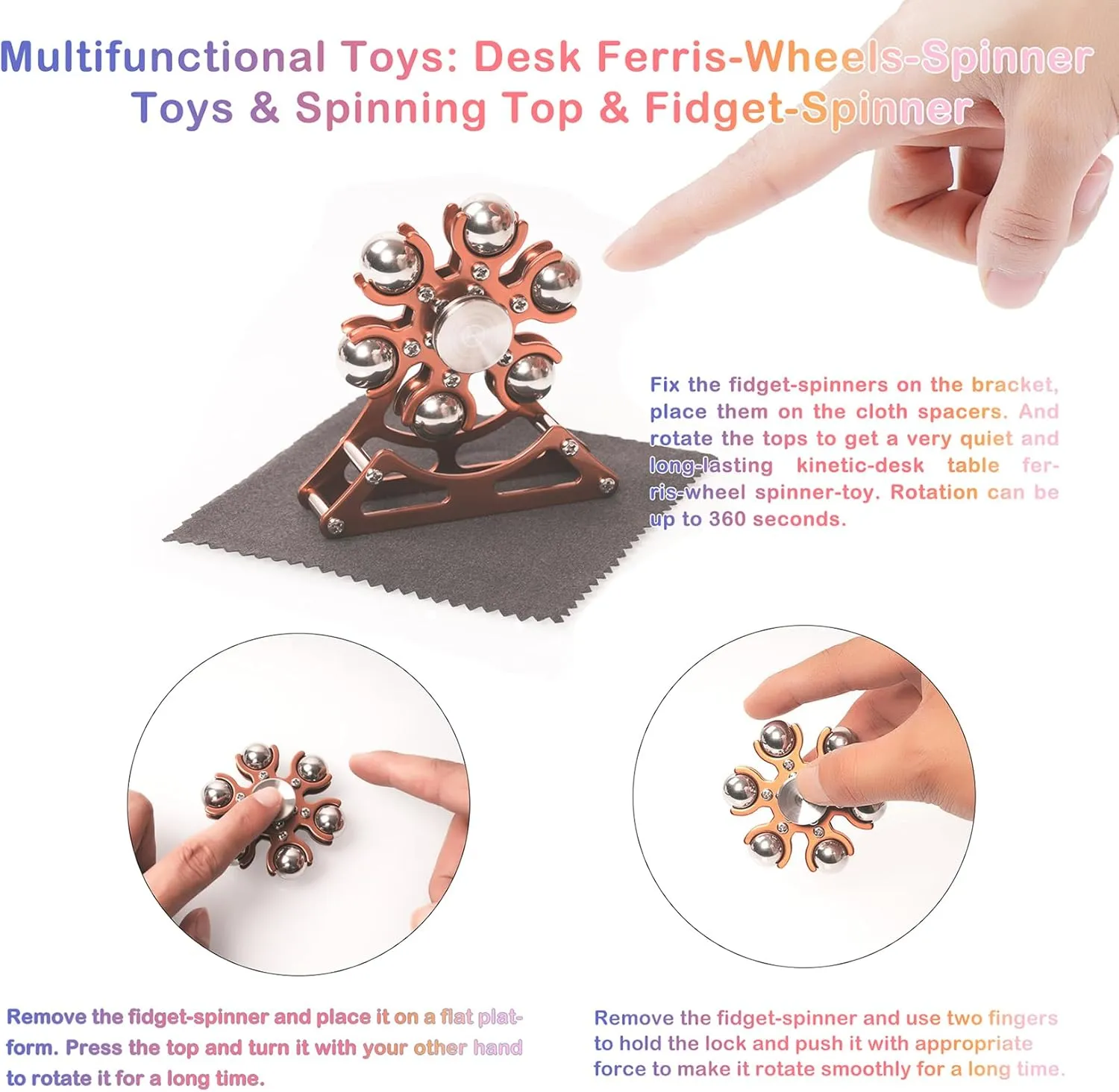 Tools Cool-Stuff Stress Relief for Office Home School Christmas Desk-Fidget-Toys for Ferris-Wheels-Spinner: electronic unpredictable stud Metal Kinetic-Spinner 4mins$ Cool-Gadgets for Kid Children Teen Adult EDC-Toy$ ADHD 