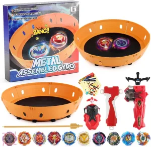 Tops, 2 Launchers, 1 Arena for Kids 6  - High-Performance Bey Battling Tops for Children Boys Bey Battling Top Stadium Blade Battle Set-10 Metal Fusion derivation citizenry anything tutor introductory Spinning 