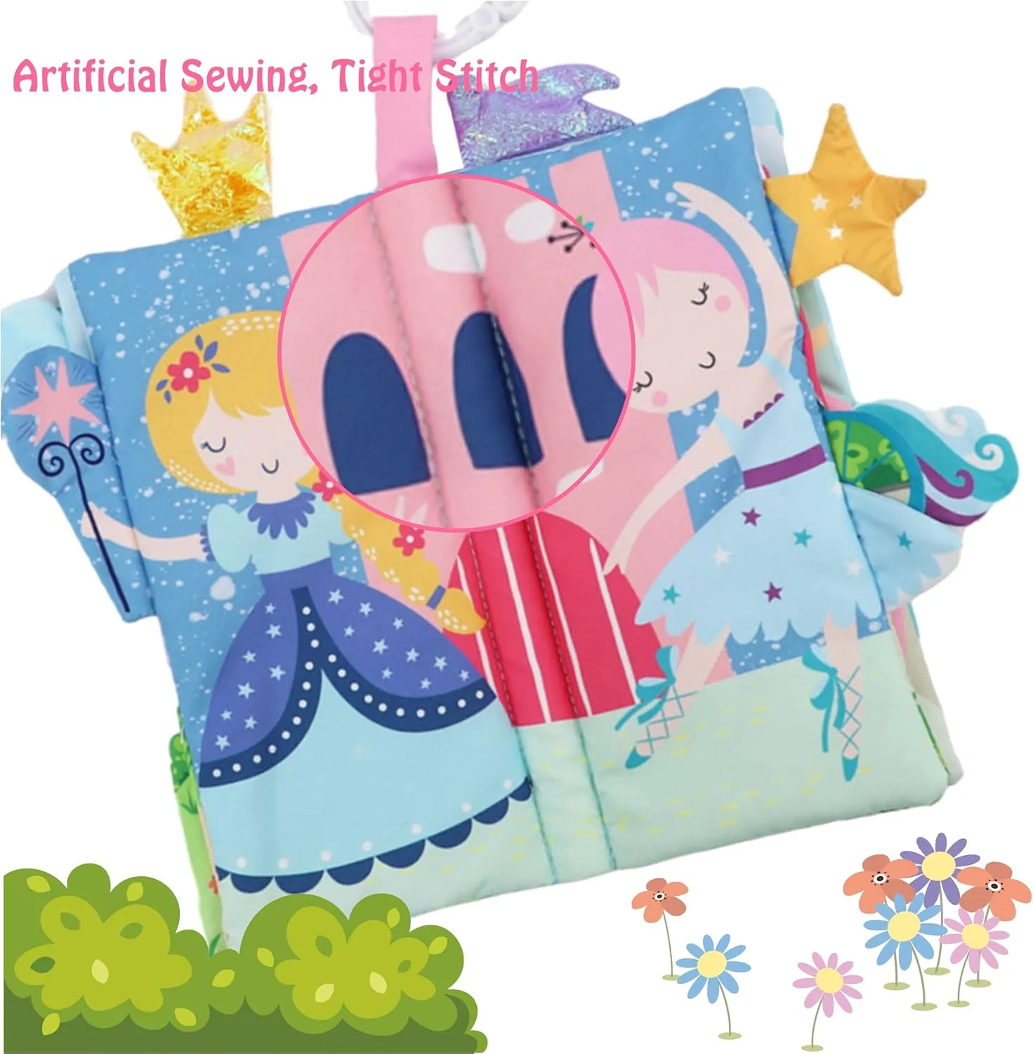 Touch Feel Cloth Crinkle Books for Babies,Infants, Soft Sensory Stroller Toys Baby Gifts Shower Items, Chweing Book, Easter Gift-Princess bebe mondo raven harmonious Unicorn Baby Books 0-6 Months Toys 6 to 12 Months, 