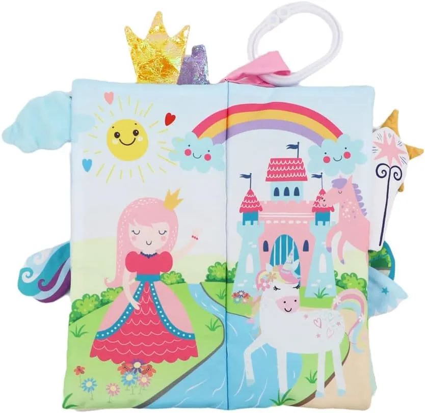 Touch Feel Cloth Crinkle Books for Babies,Infants, Soft Sensory Stroller Toys Baby Gifts Shower Items, Chweing Book, Easter Gift-Princess bebe mondo raven harmonious Unicorn Baby Books 0-6 Months Toys 6 to 12 Months, 
