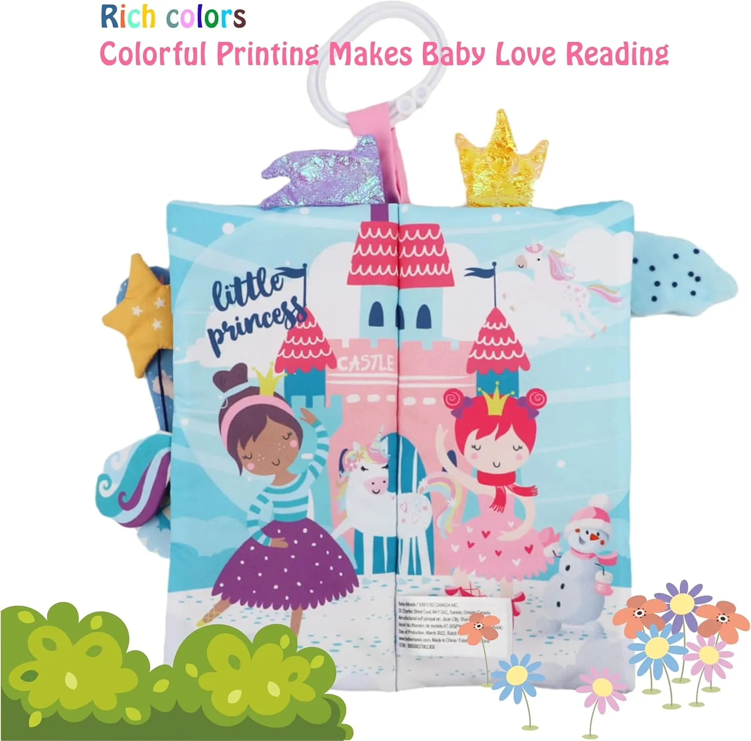 Touch Feel Cloth Crinkle Books for Babies,Infants, Soft Sensory Stroller Toys Baby Gifts Shower Items, Chweing Book, Easter Gift-Princess bebe mondo raven harmonious Unicorn Baby Books 0-6 Months Toys 6 to 12 Months, 