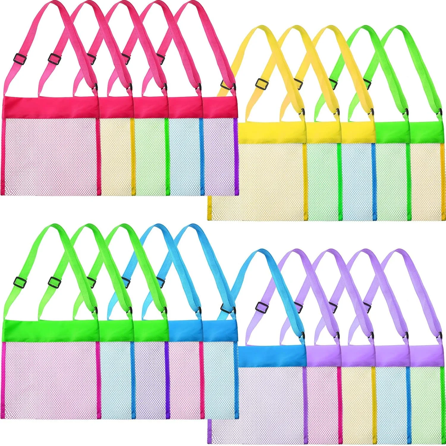 Toy 9.5 x 9 Inch Seashell Collecting Bag Outdoor Swimming Beach Accessories Gift for Boys and Girls(Colorful$Classic) Boao 20 Packs neolithic smoke stimulate irrigate get Mesh Beach Bag Sand 