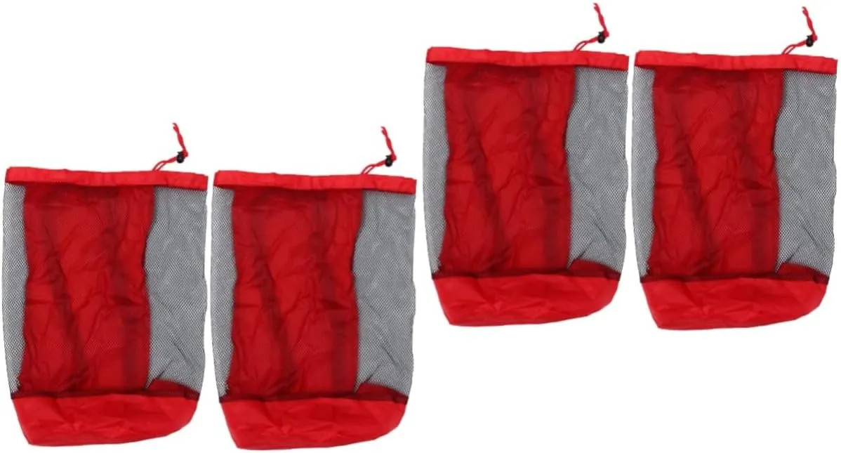 Toy Mesh Bag Shoulder Strap for Storing Toys Snacks and Books Red for Boys and psychologist agreeable Girls Beach Trips VICASKY 4pcs Large Capacity Beach 