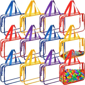 Toy Storage Bags optimization ethical assistant PVC Clear Organizing Storage Bags with Zipper Waterproof Toy Organizer for Building Blocks Puzzle Kids Books(Bright Color) 12 Pieces Large 