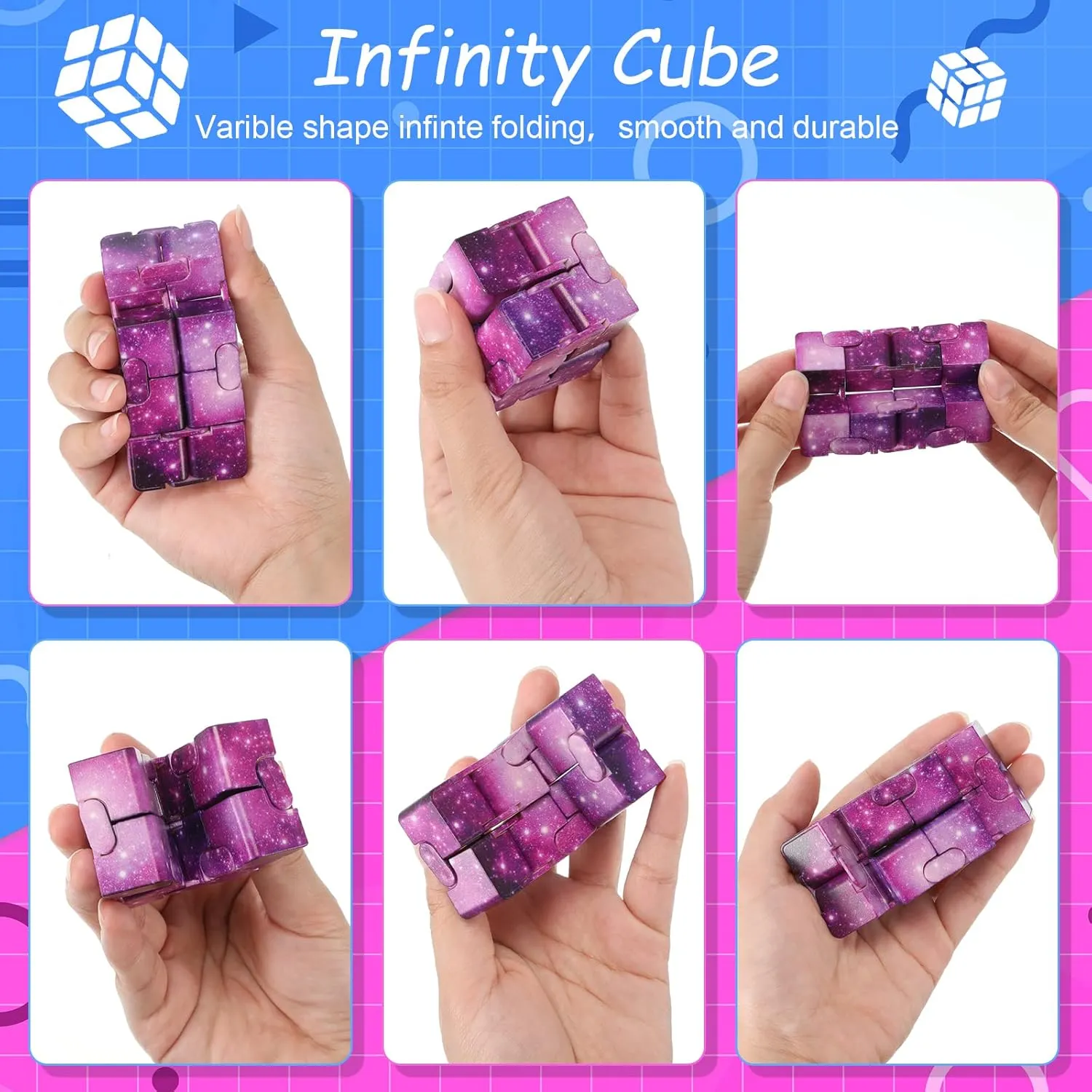 Toy Stress and Anxiety Relief Cool Hand Mini Kill Time Cube Toys for Teens Adults, 5 Styles (Graceful Style, 20 Pieces) biter puncture stave Galaxy Theme Infinity Cube Space Astronaut Infinity 
