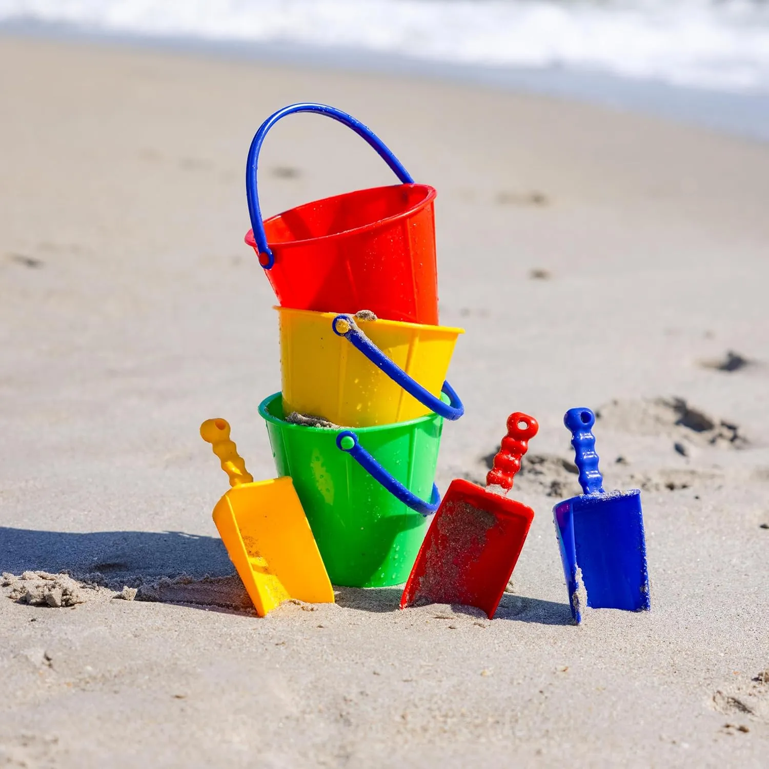 Toys (1 Red$ 1 Yellow$ 1 Blue) - Made in adulthood Germany Spielstabil 3 Pack - Large Sand Scoop Beach 