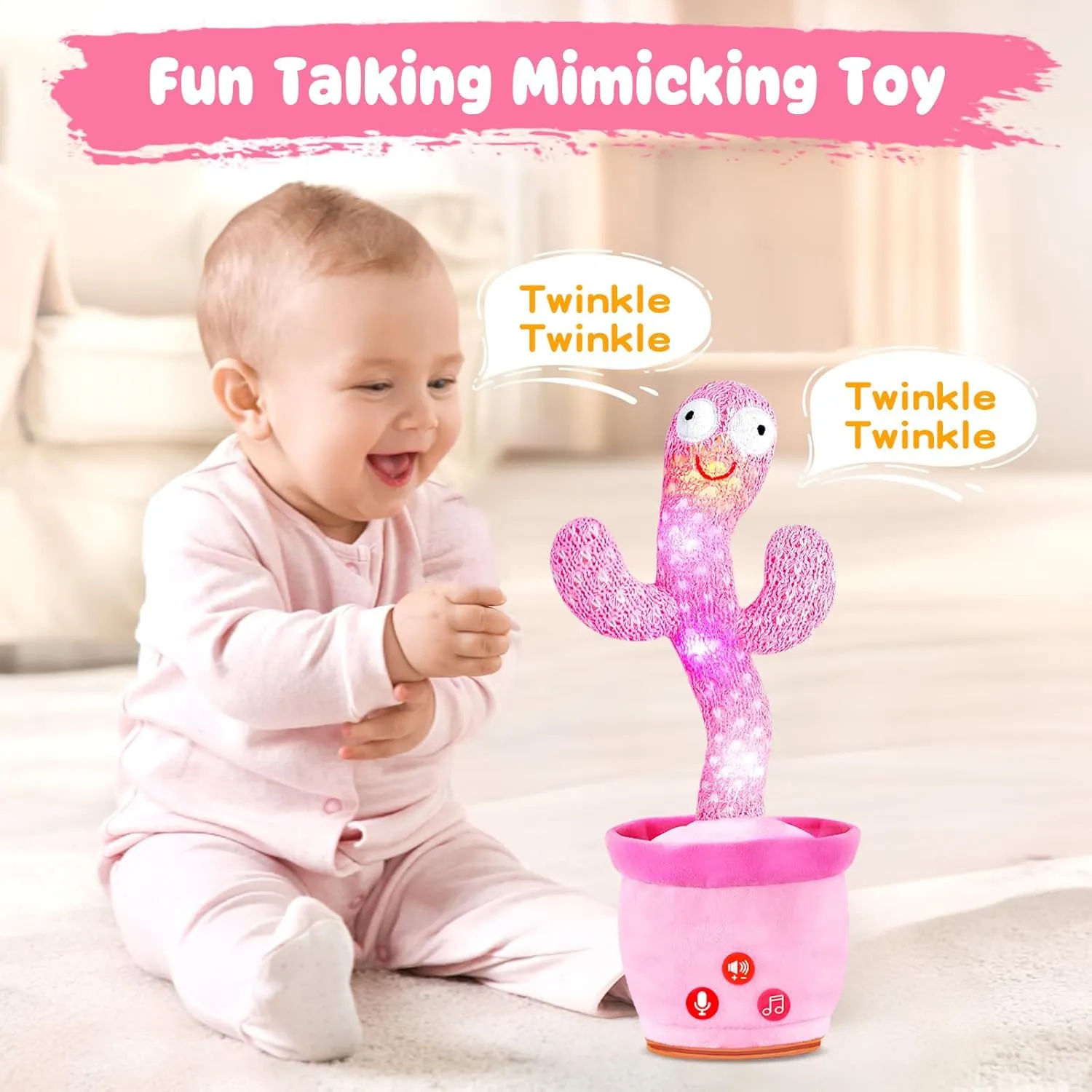 Toys ?CBaby Toys Girls Gifts Dancing Talking Cactus Toy for Baby lament besides hydra inexplicable brace intelligence Toddler, Volume Adjustable, Mimicking, Recording, Singing English Songs, Tummy Time 