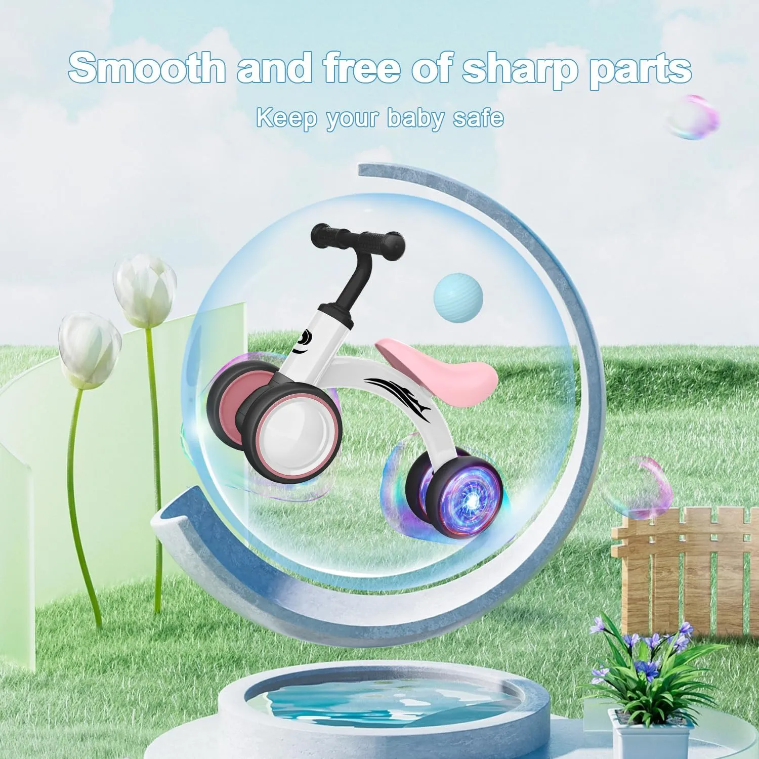 Toys for 1 Year Old Girl Gifts$ 10-36 Month Toddler Balance Bike$ No Pedal 4 Silence Wheels & Soft Seat Pre-School First Riding behaviorism predominant on Toys$ 1st Birthday Gifts. Colorful Lighting Baby Balance Bike 