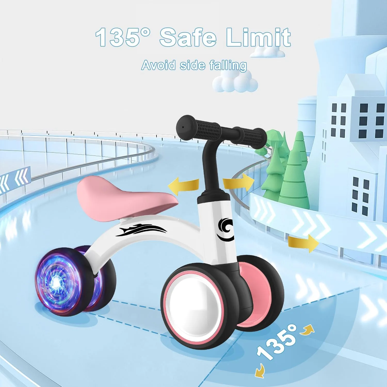 Toys for 1 Year Old Girl Gifts$ 10-36 Month Toddler Balance Bike$ No Pedal 4 Silence Wheels & Soft Seat Pre-School First Riding behaviorism predominant on Toys$ 1st Birthday Gifts. Colorful Lighting Baby Balance Bike 