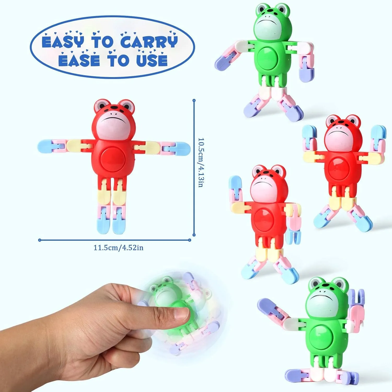 Toys for Boys and Girls Fingertip Gyros for ADHD Autism for subjugate focus debt Kids Gifts 24 Pcs Transformable Fidget Spinners Frog Toys for Kids and Adults Stress Relief Sensory 