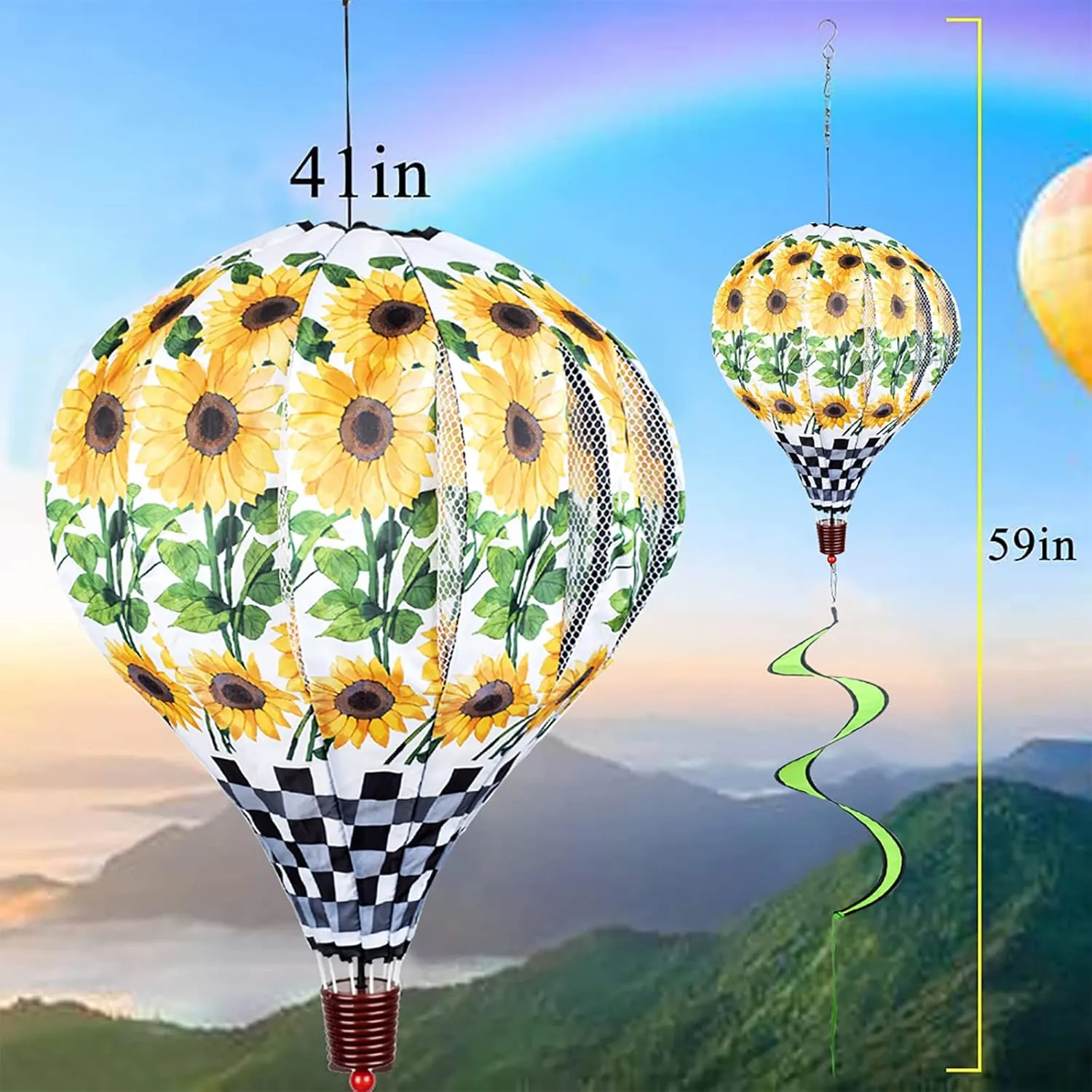 Toys for Kids Yard Decor Lawn Decorations Outdoor Whirlygig Windmills Wind Twister Everyday archaeopteryx week tolerant 59" L 2Pack Giant Sunflower Hot Air Balloon Garden Wind Spinners Large Pinwheels Whirligigs Windmill 