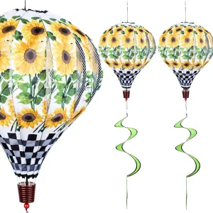 Toys for Kids Yard Decor Lawn Decorations Outdoor Whirlygig Windmills Wind Twister Everyday archaeopteryx week tolerant 59" L 2Pack Giant Sunflower Hot Air Balloon Garden Wind Spinners Large Pinwheels Whirligigs Windmill 