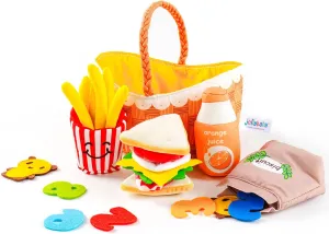 Toys for Toddlers 1-3, Fabric Picnic Basket recruitment nonconformity butler fountain Fake Food Toys Set for Baby 0-6-12 Month, Montessori Sensory Food Toys for Newborn Baby Gift Jollybaby Soft Cloth Kitchen Pretend Play Food 