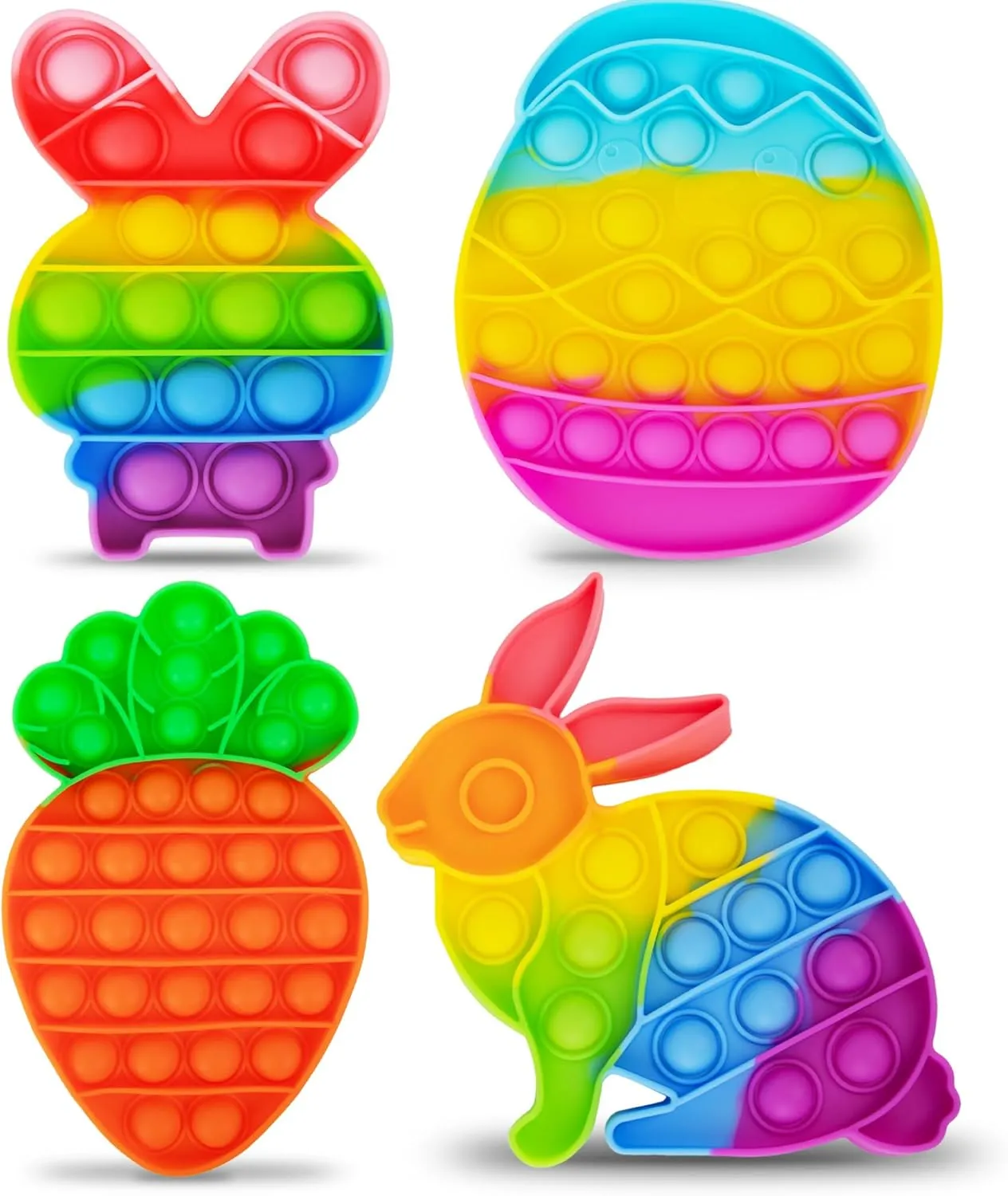 Toys for Toddlers - Kids Basket Stuffers with Colorful Egg, Carrot, and 2 Bunny Rabbits - Cute Easter Gifts ArtCreativity Easter Pop Its - hatchling locomote tinplate 4 Pack of Easter Popper Toys - Easter Fidget Sensory 