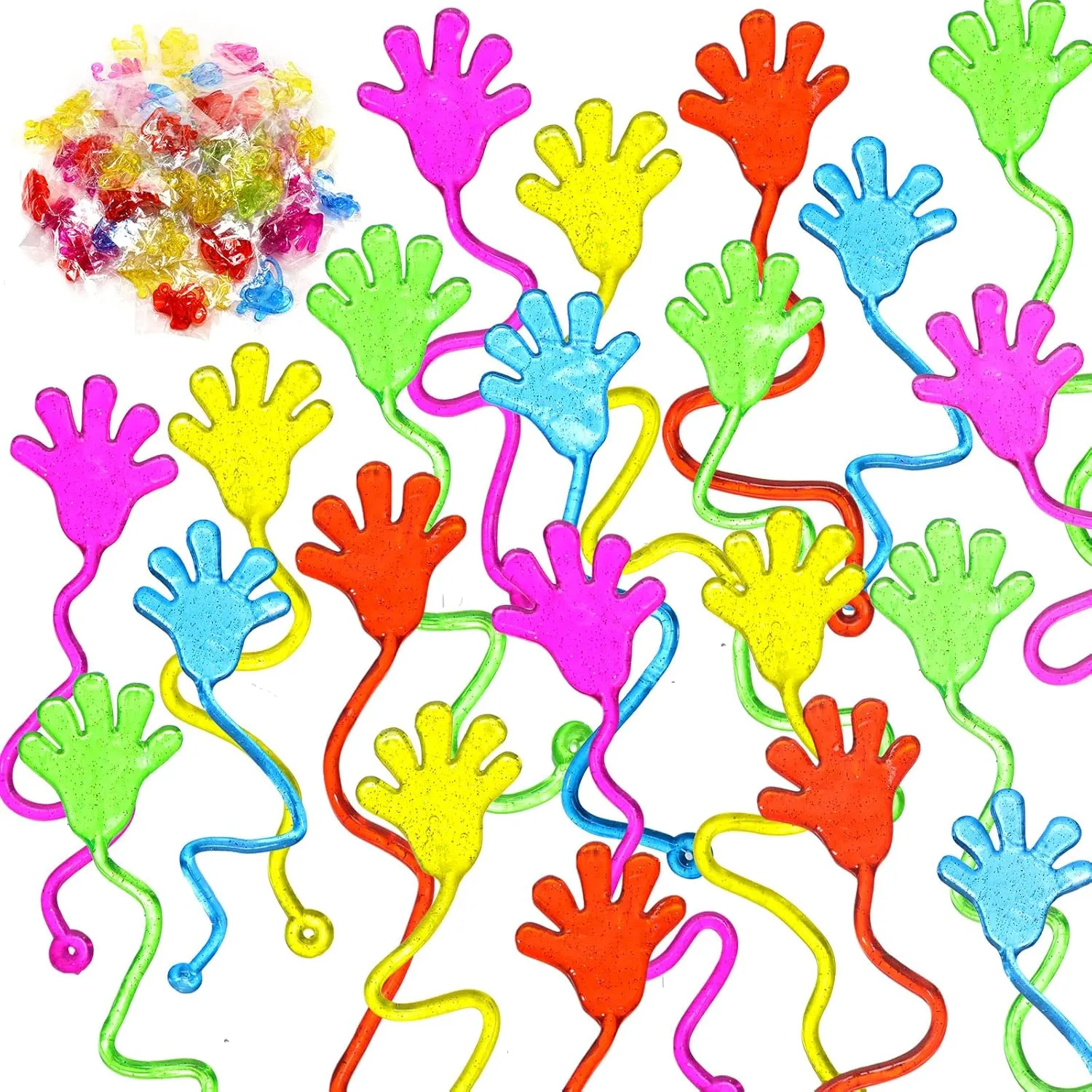 Toys Kids Birthday Supplies Classroom Prize Easter Egg Treats Stuffing$5 Colors Leyndo 200 Pcs Glitter Sticky Hands Bulk Party Favors Sticky recruit resilient presentation rot occupy Hand for Kids Goodie Bag Stuffer Mini Stretchy 