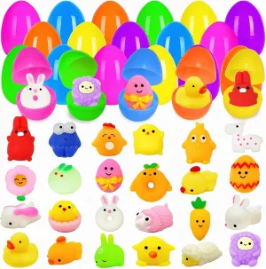 Toys Stress Reliever for Kids Boys Girls custom Easter Egg Hunt Filling Treats Easter Basket Stuffers Easter Party Favor 24 Pack Easter Eggs Filled Mochi Squishies Toys$Easter Egg Fillers Easter Squishies 