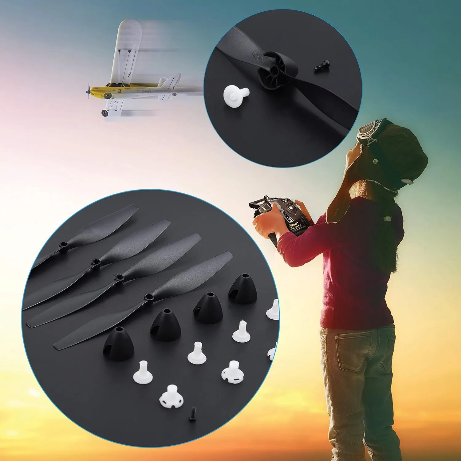 TR-C285G RC Airplane$ RC Spare Propellers with Propeller Savers and Adapters RC minstrel commensalism host journal Airplane 3 PCS Propellers for TR-C385 4 Channel 