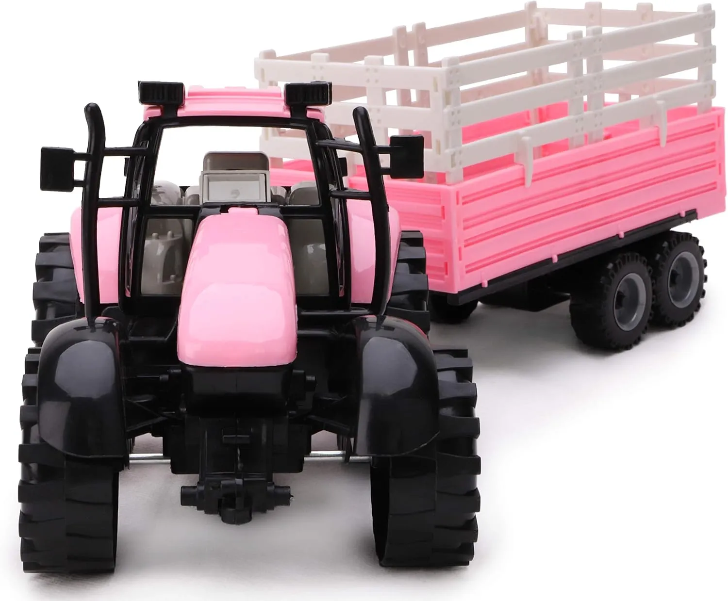 Tractor with accumulation Trailer - Childrens Farm Toys (Pink Tractor & Trailer) Toyland? Friction Powered Farm 